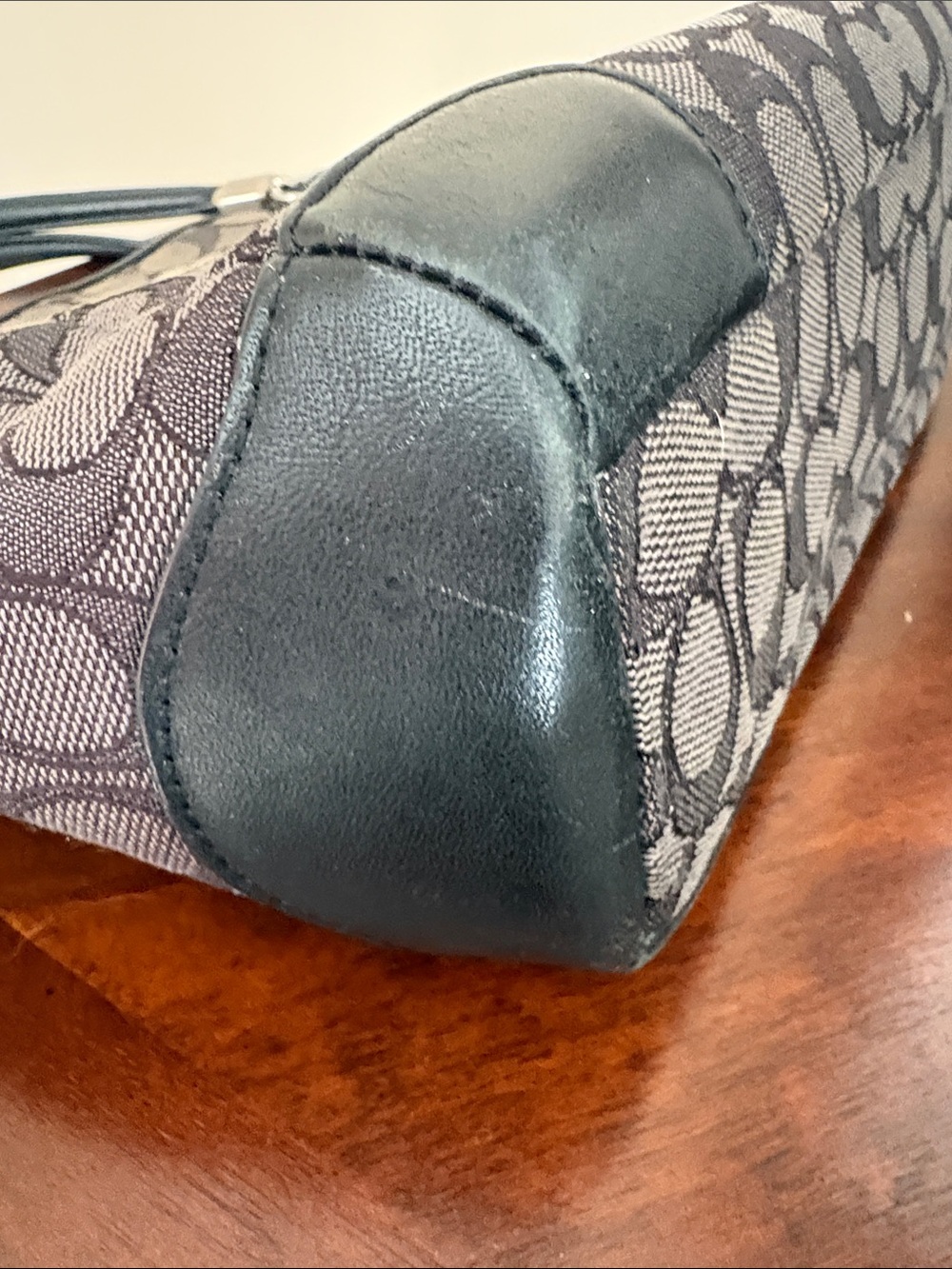 Coach Gray/Black Signature Satchel with Polished Hardware - Picture 4 of 9